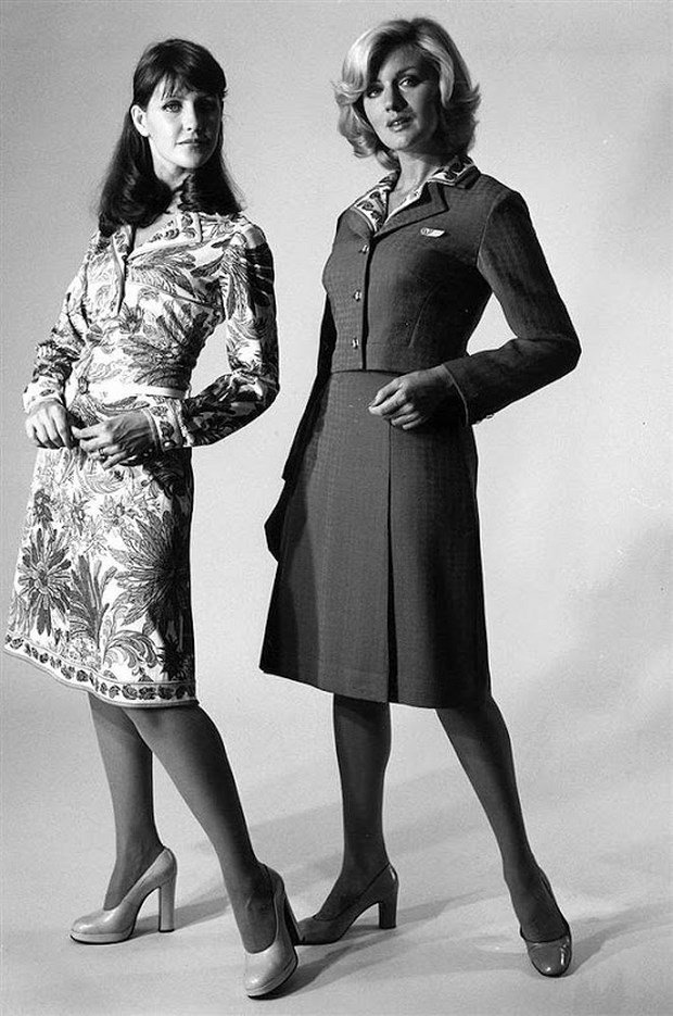 Costumele stewardeselor de pe Qantas Airways (1974-1985), create de Emilio Pucci